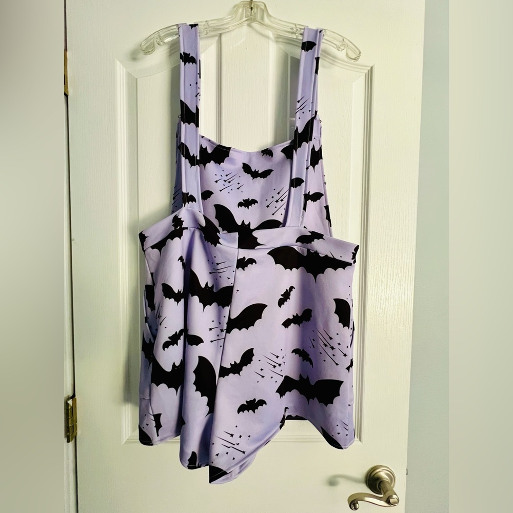 In Control Clothing Purple Bats Plus Size Overall Shorts | 3X - Picture 3 of 6